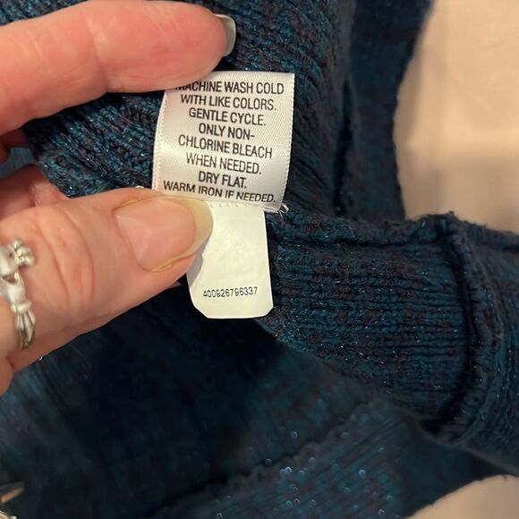 Apt9 szXL bluish/turquoise shawl collar 1 button ribbed knit cardigan EUC - Picture 6 of 7